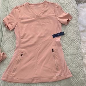 Nwt blushing pink Jaanuu 2 pocket side-ribbed scrub top xxs scrubs